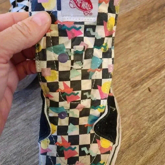 Vans High top  Customs Geometric Checkerboard Sk8-Hi  Mens 7 Womens 8.5 - Picture 4 of 6